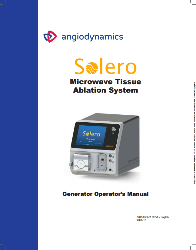 AngioDynamics Solero Microwave Tissue Ablation System Operator Manual
